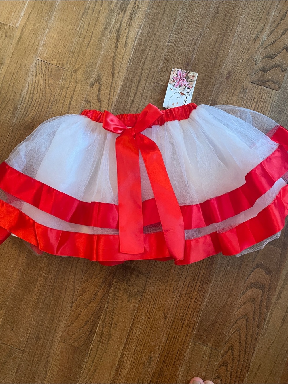 Wenchchoice White Tulle Skirt with Red Satin Waistband and Bow